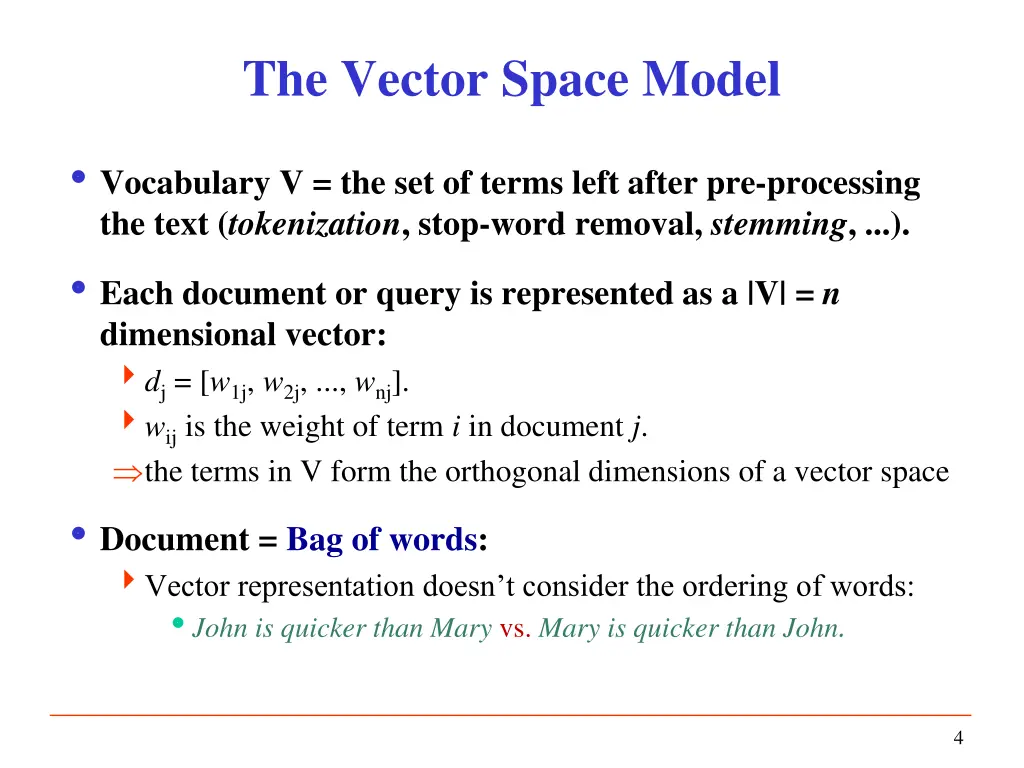 the vector space model