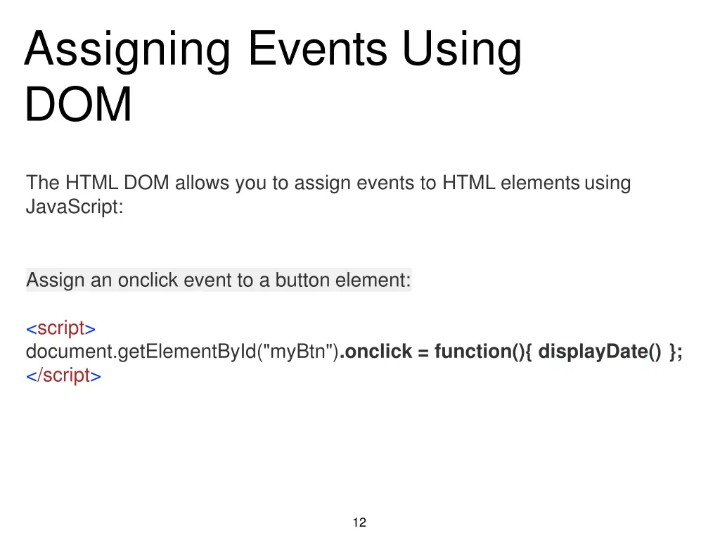 assigning events using dom