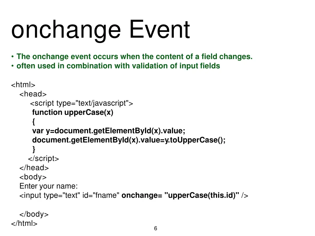 onchange event