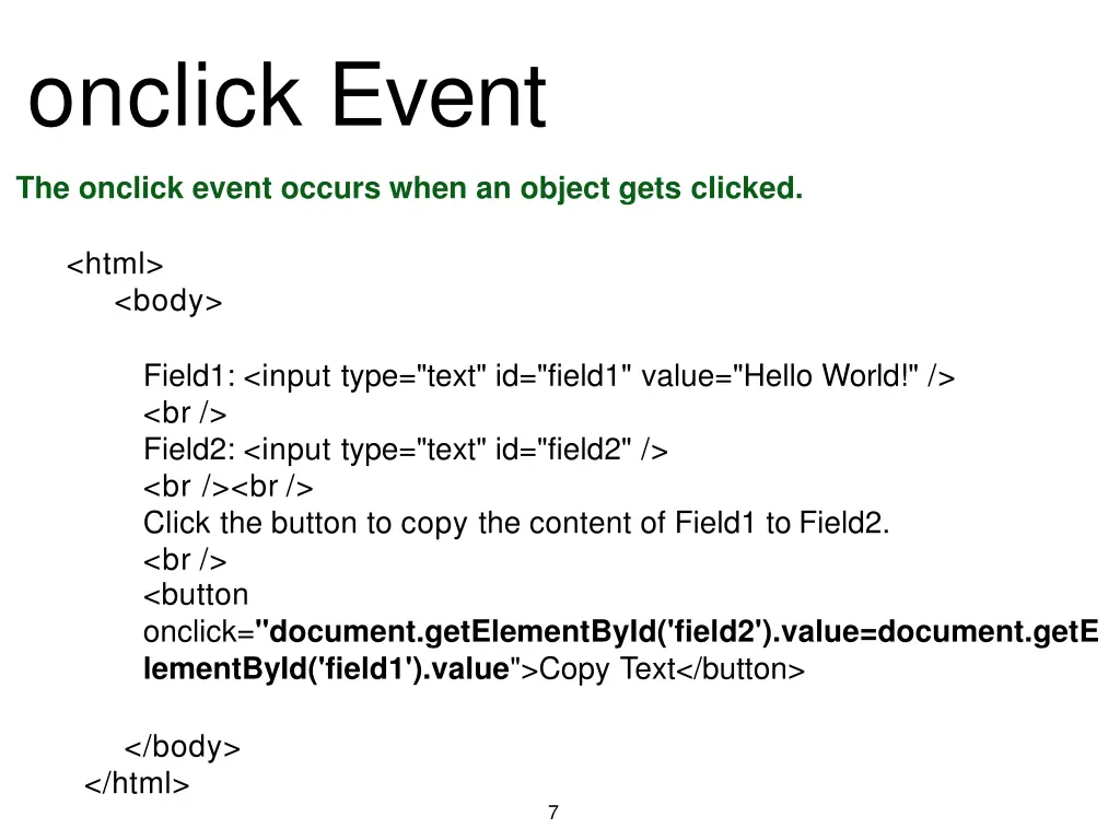 onclick event