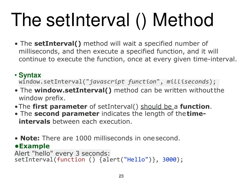 the setinterval method