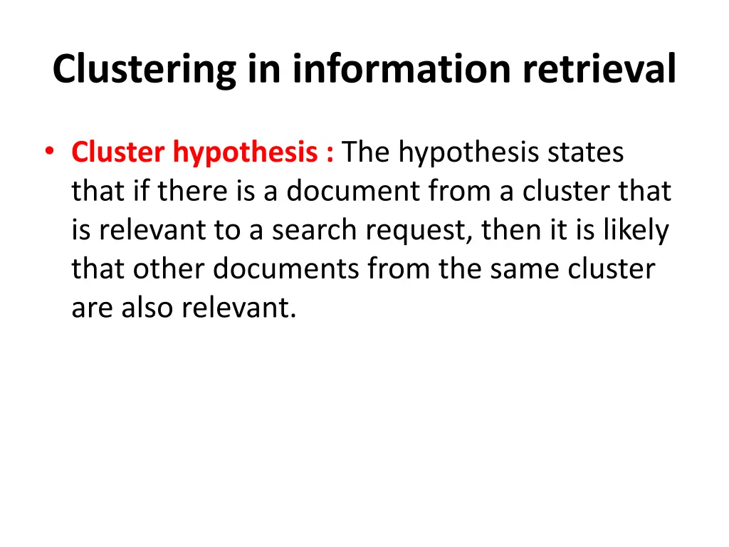 clustering in information retrieval