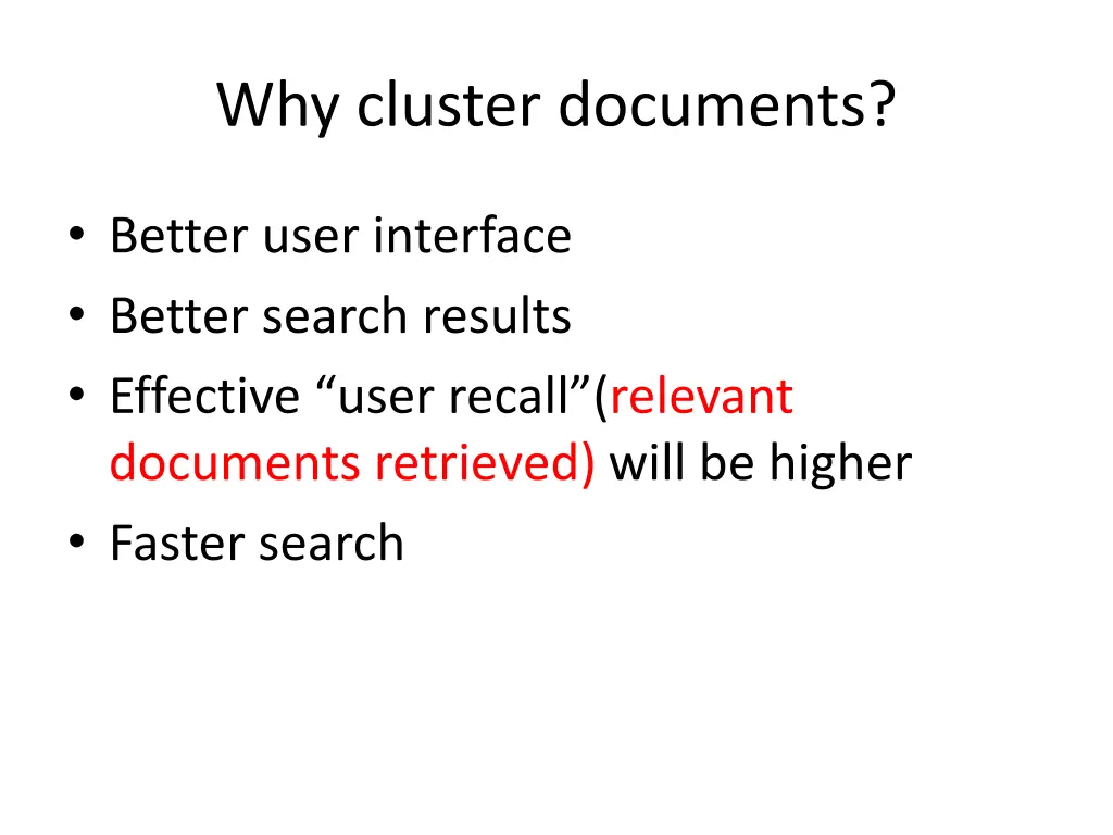 why cluster documents