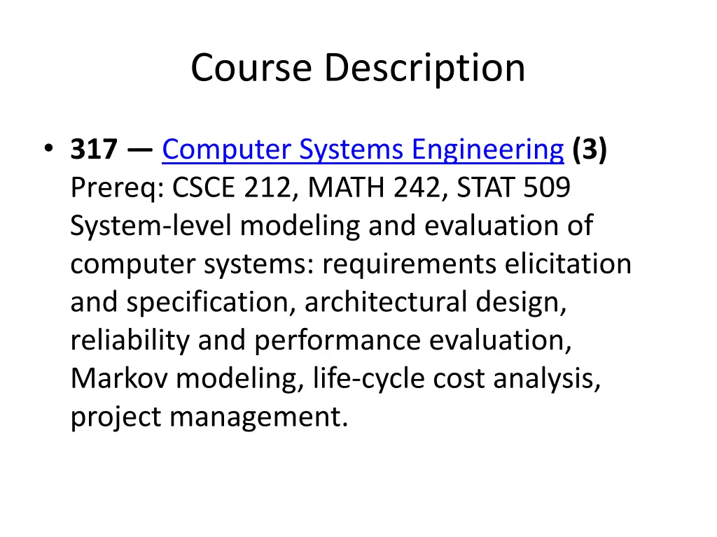course description
