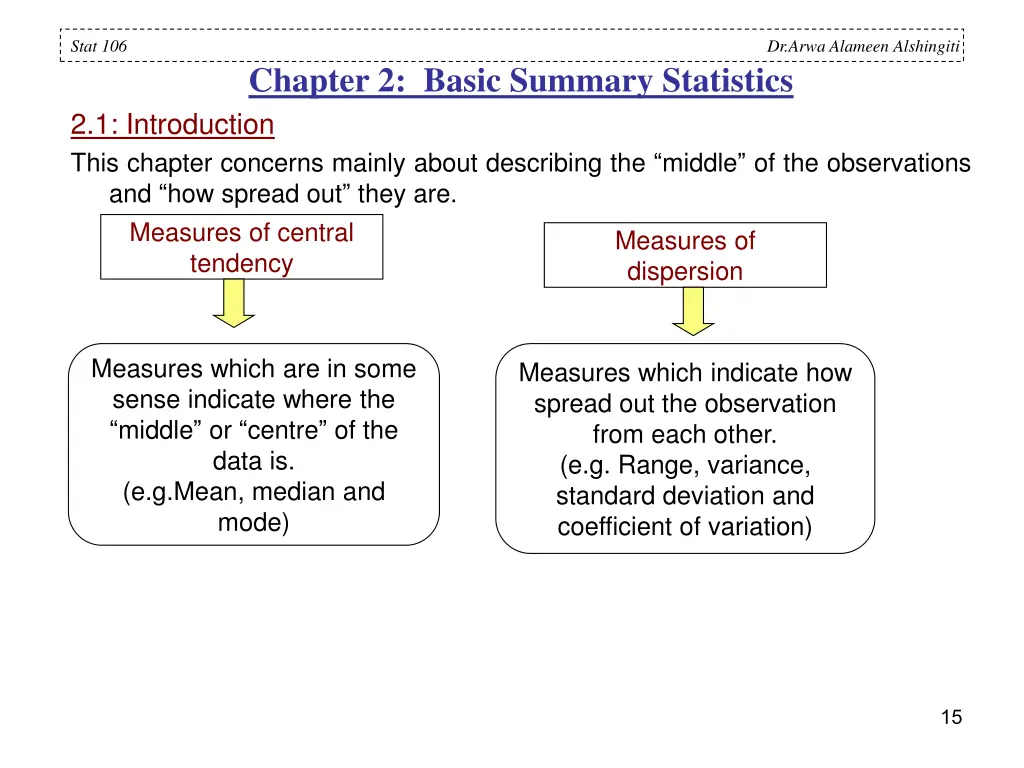 stat 106 chapter 2 basic summary statistics