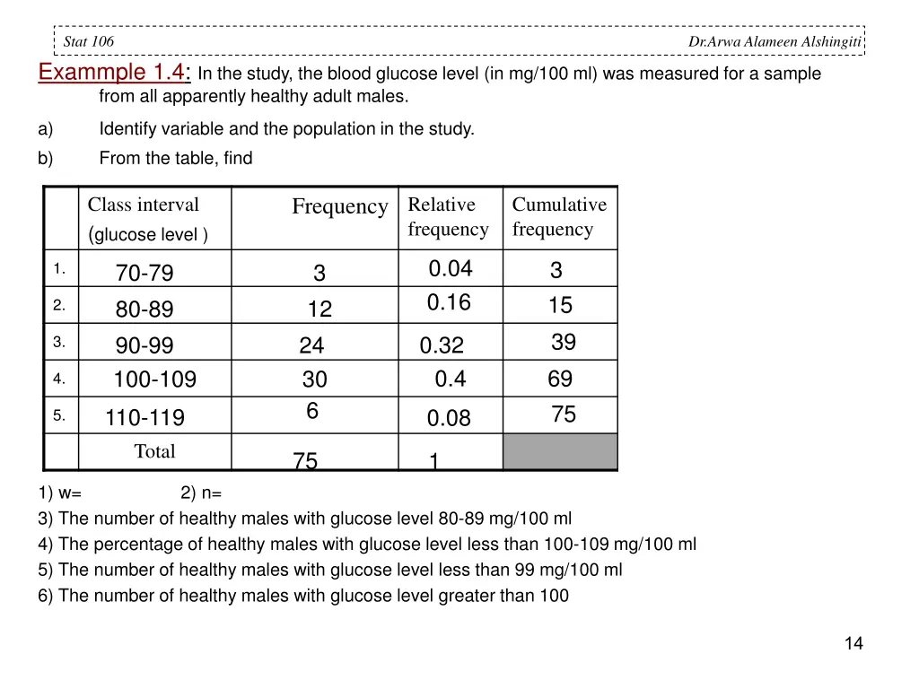 stat 106 exammple 1 4 in the study the blood