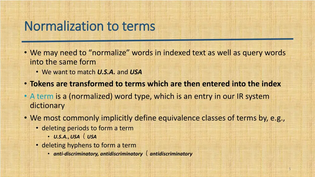 normalization to terms normalization to terms