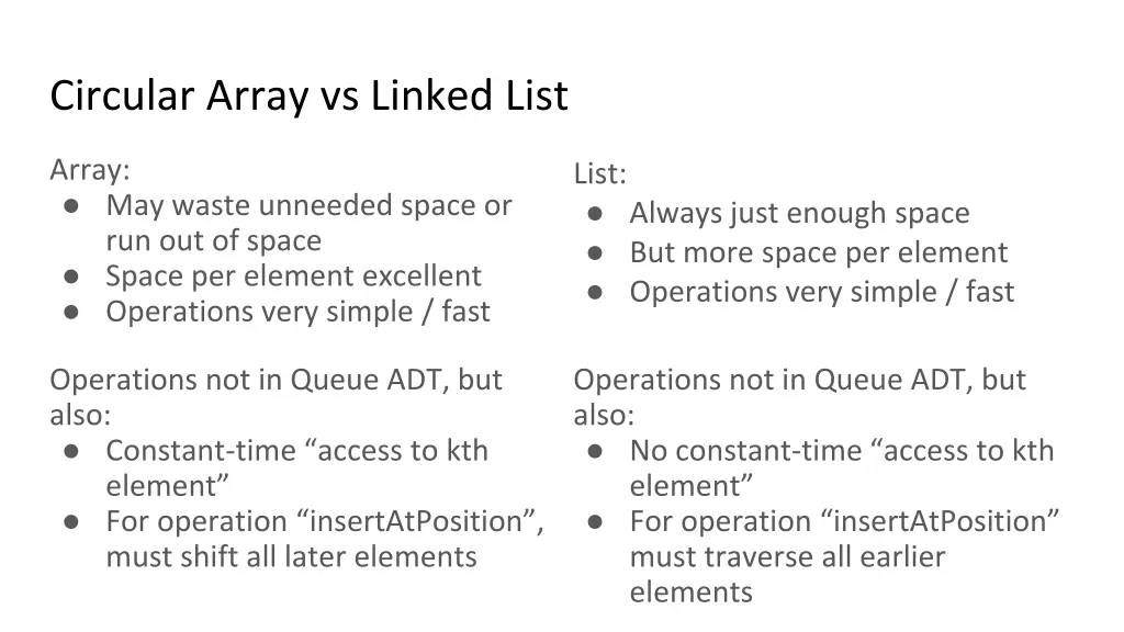 circular array vs linked list 1