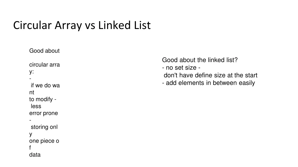 circular array vs linked list