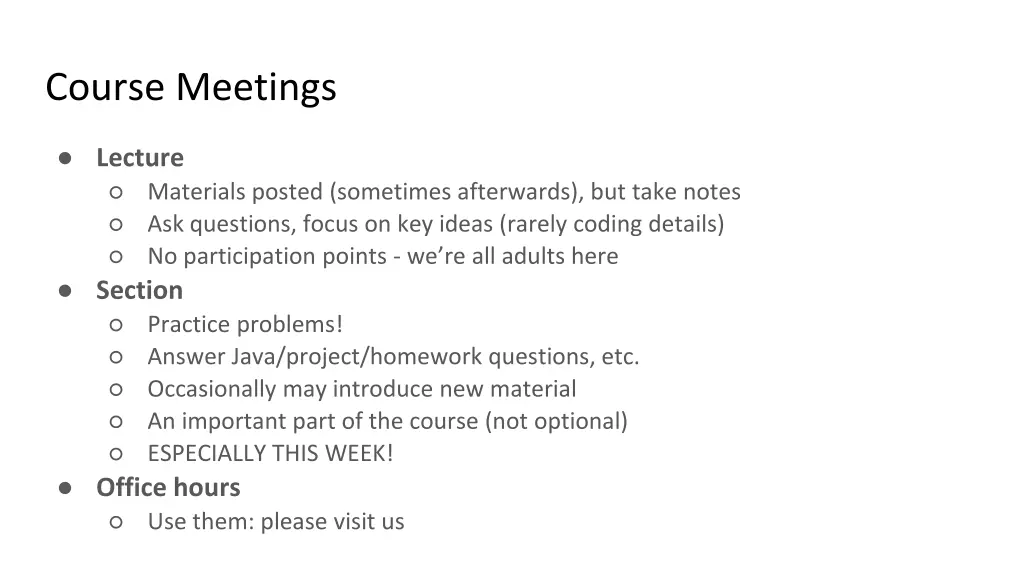 course meetings