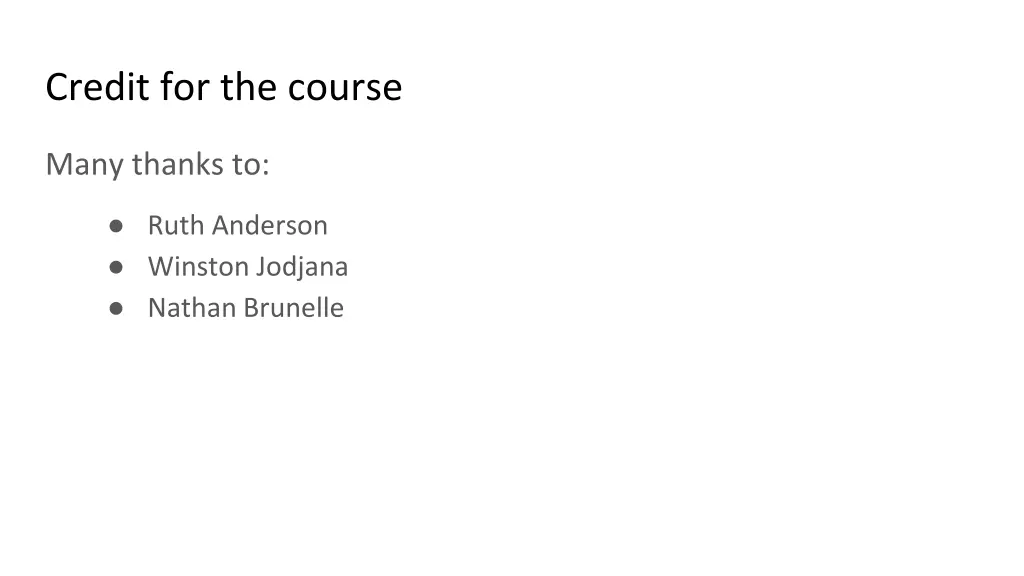 credit for the course