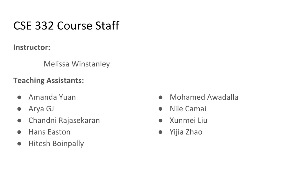 cse 332 course staff