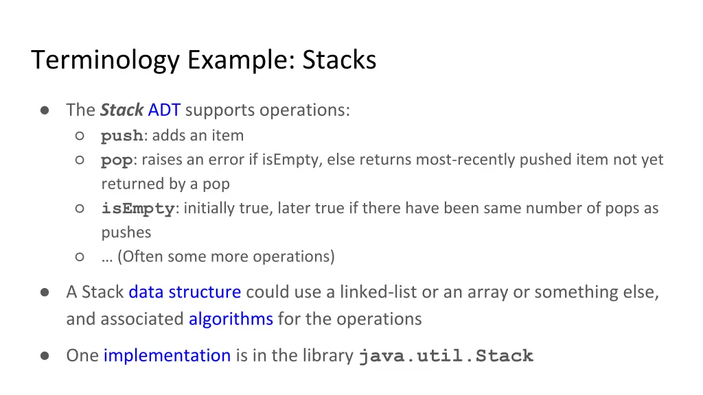 terminology example stacks