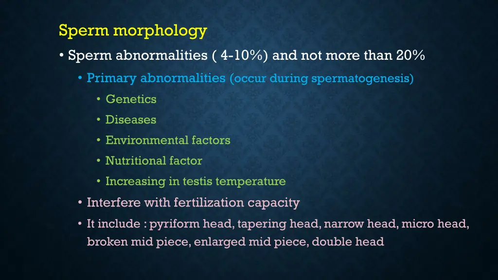 sperm morphology sperm abnormalities
