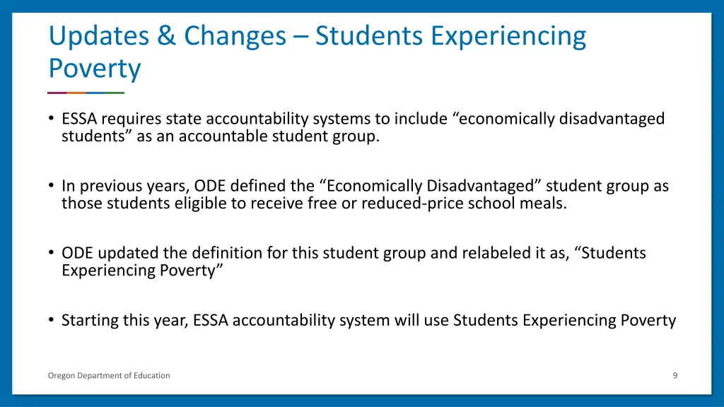 updates changes students experiencing poverty