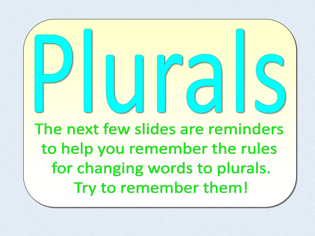 plurals