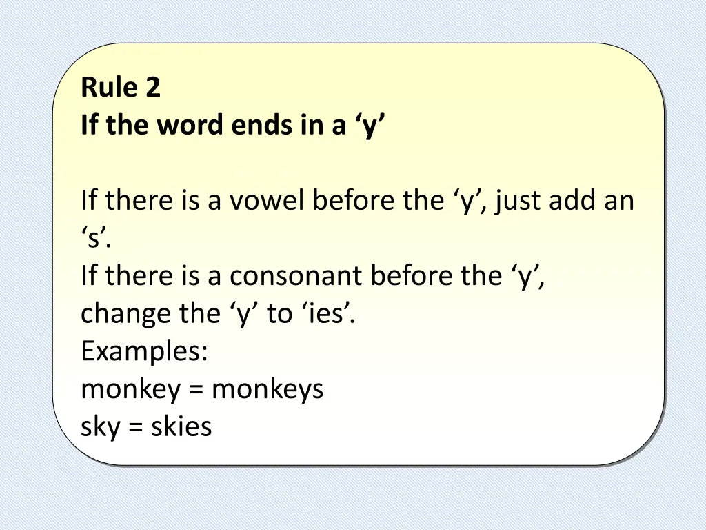 rule 2 if the word ends in a y