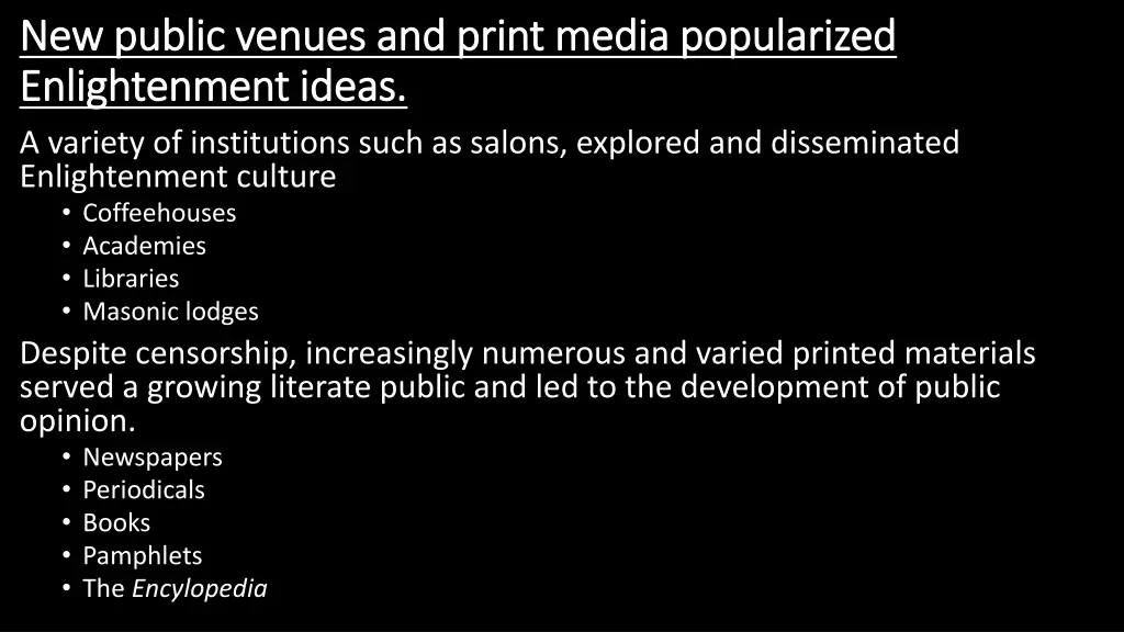 new public venues and print media popularized