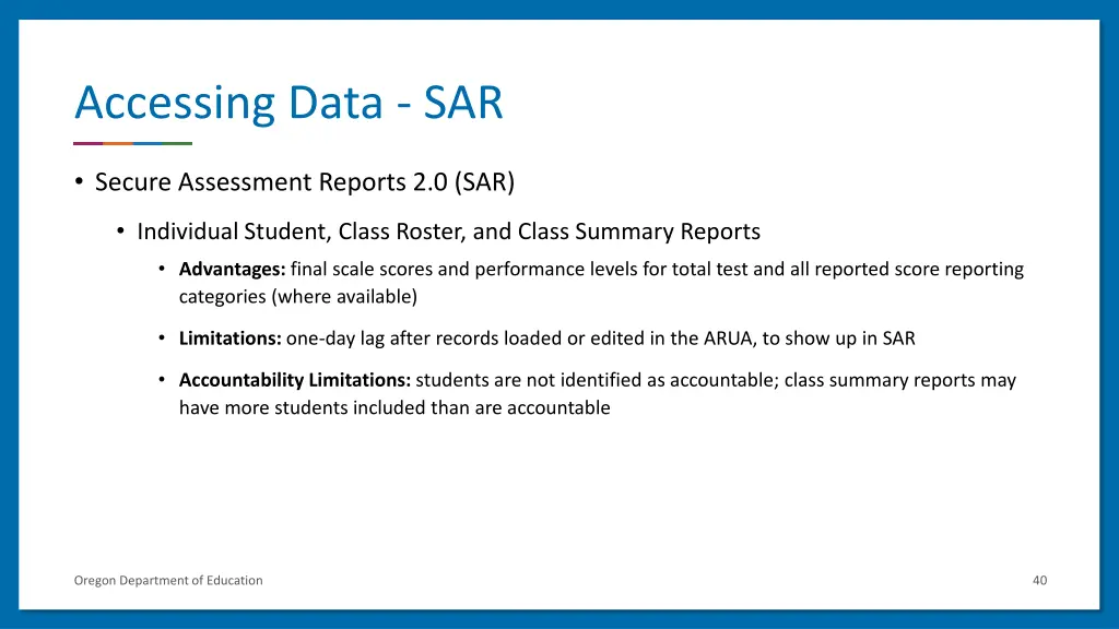 accessing data sar