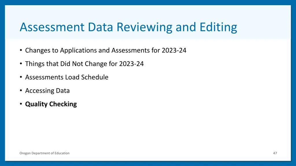 assessment data reviewing and editing 5