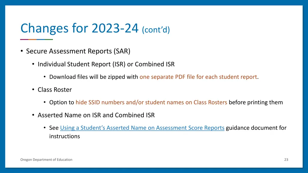 changes for 2023 24 cont d