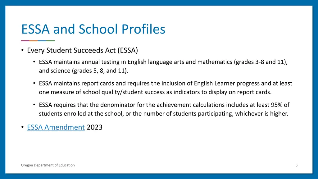 essa and school profiles