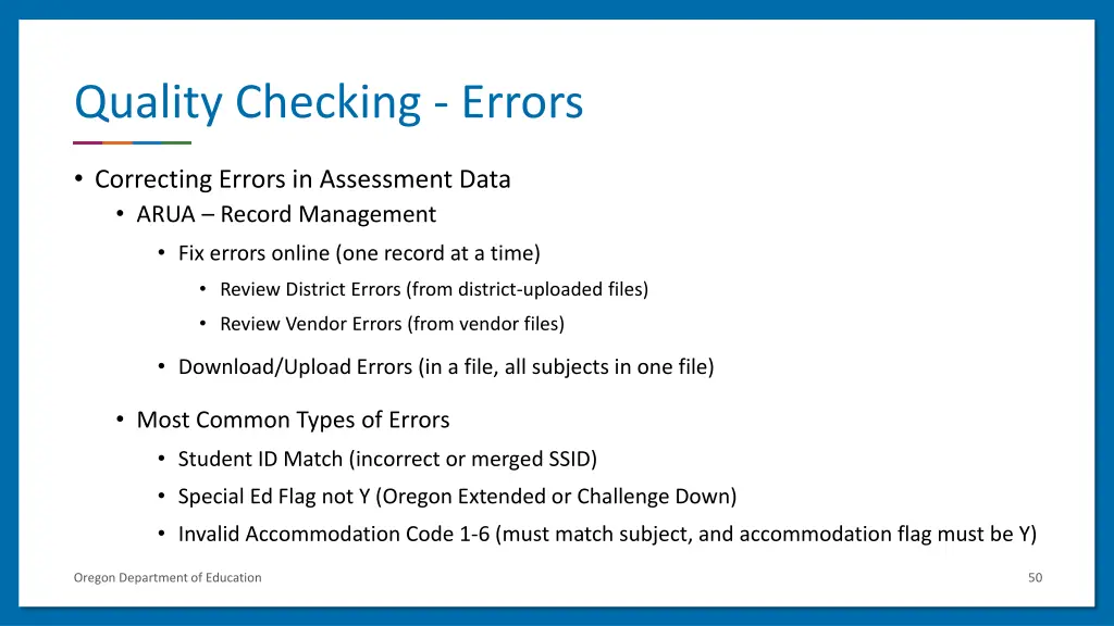 quality checking errors