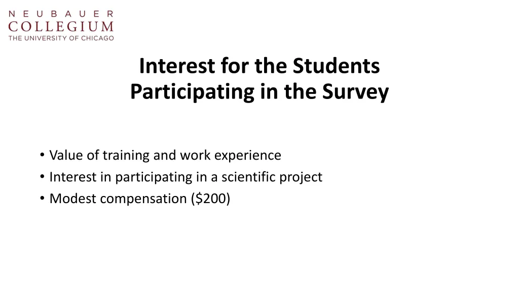 interest for the students participating