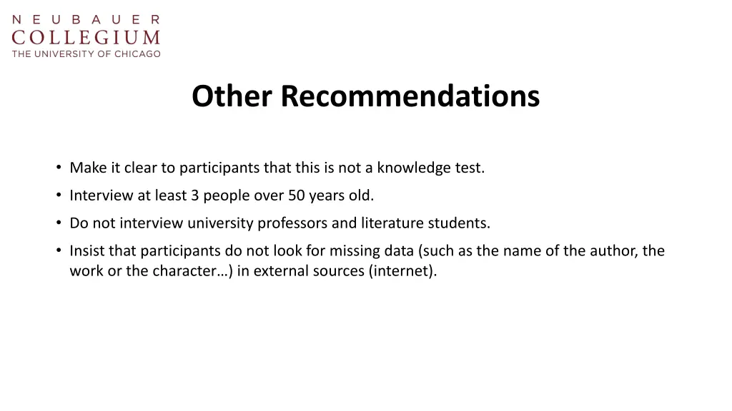 other recommendations