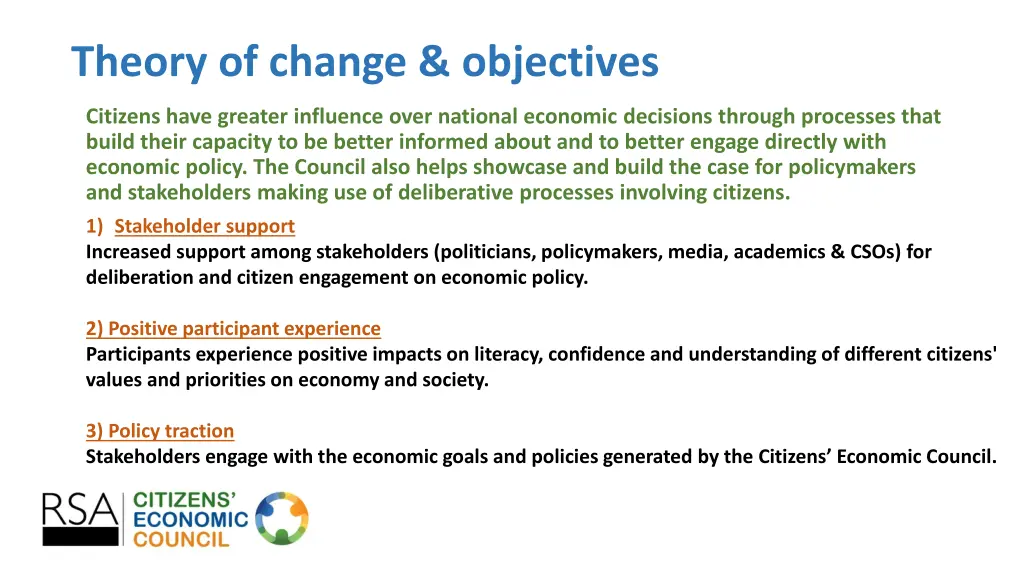 theory of change objectives