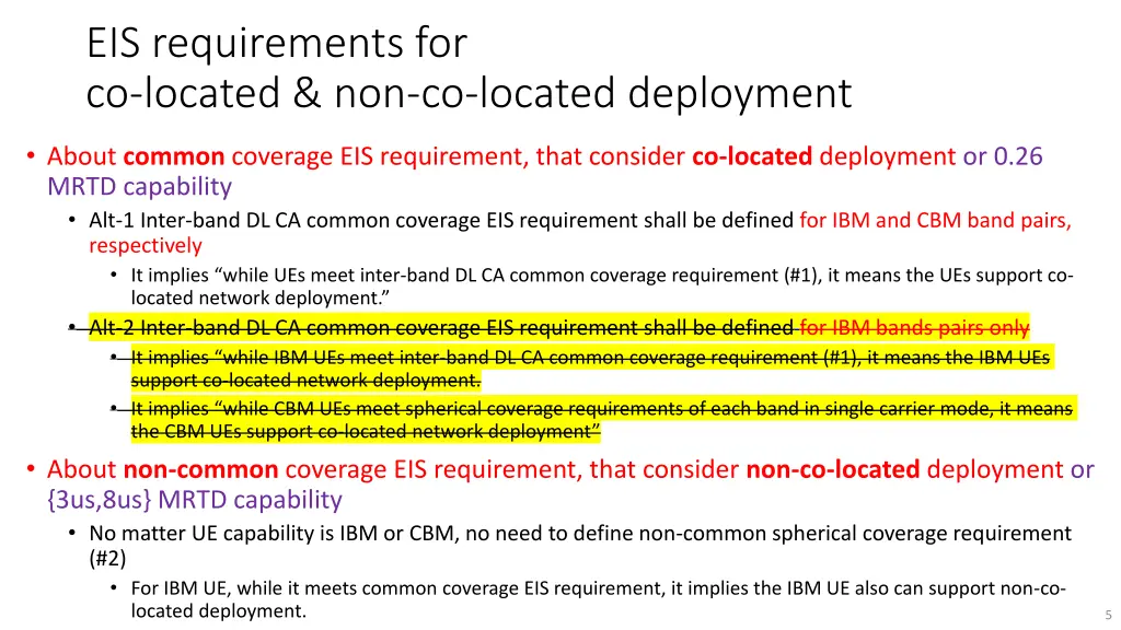 eis requirements for co located non co located
