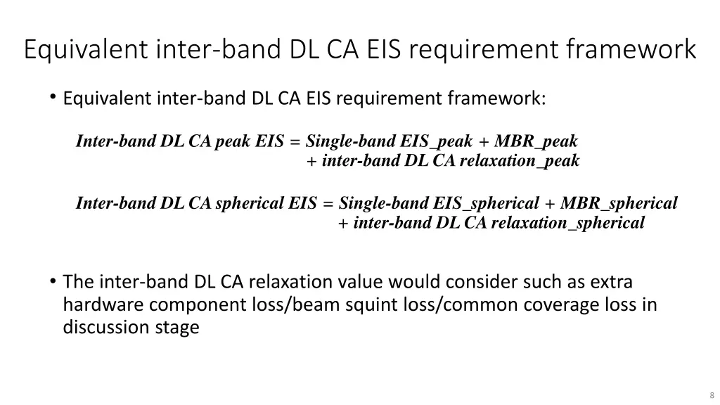 equivalent inter band dl ca eis requirement