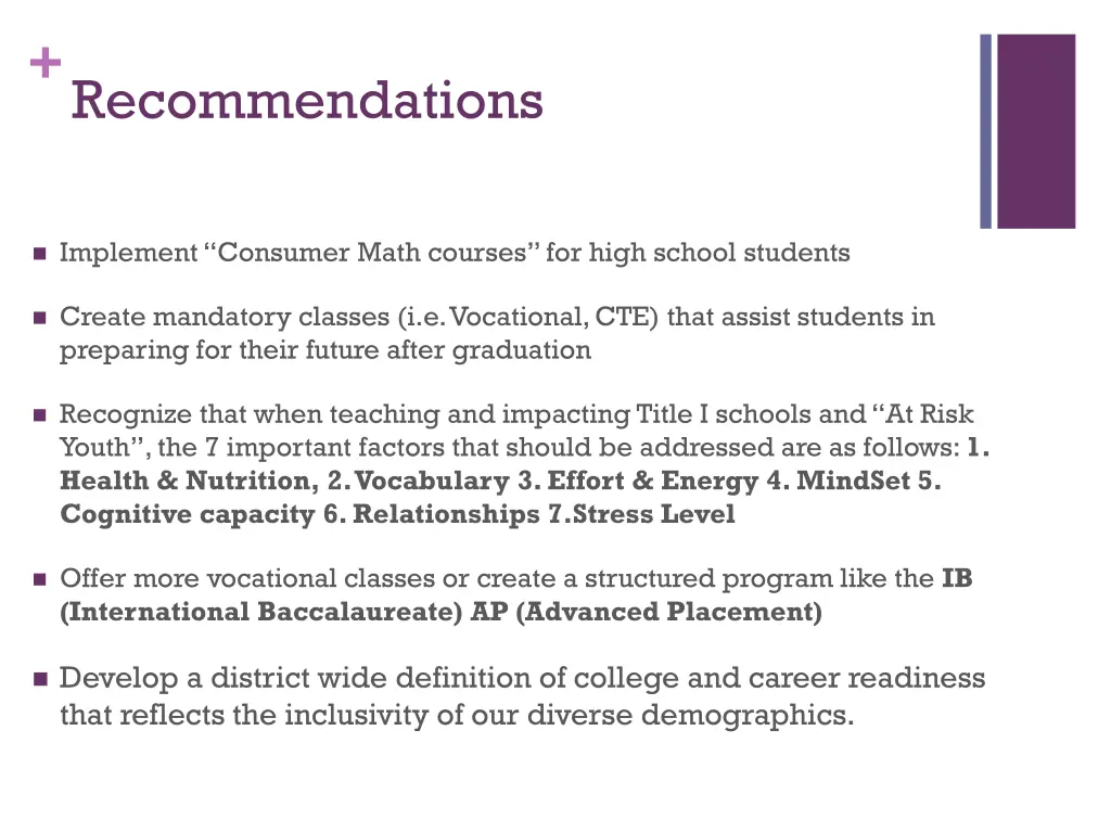 recommendations