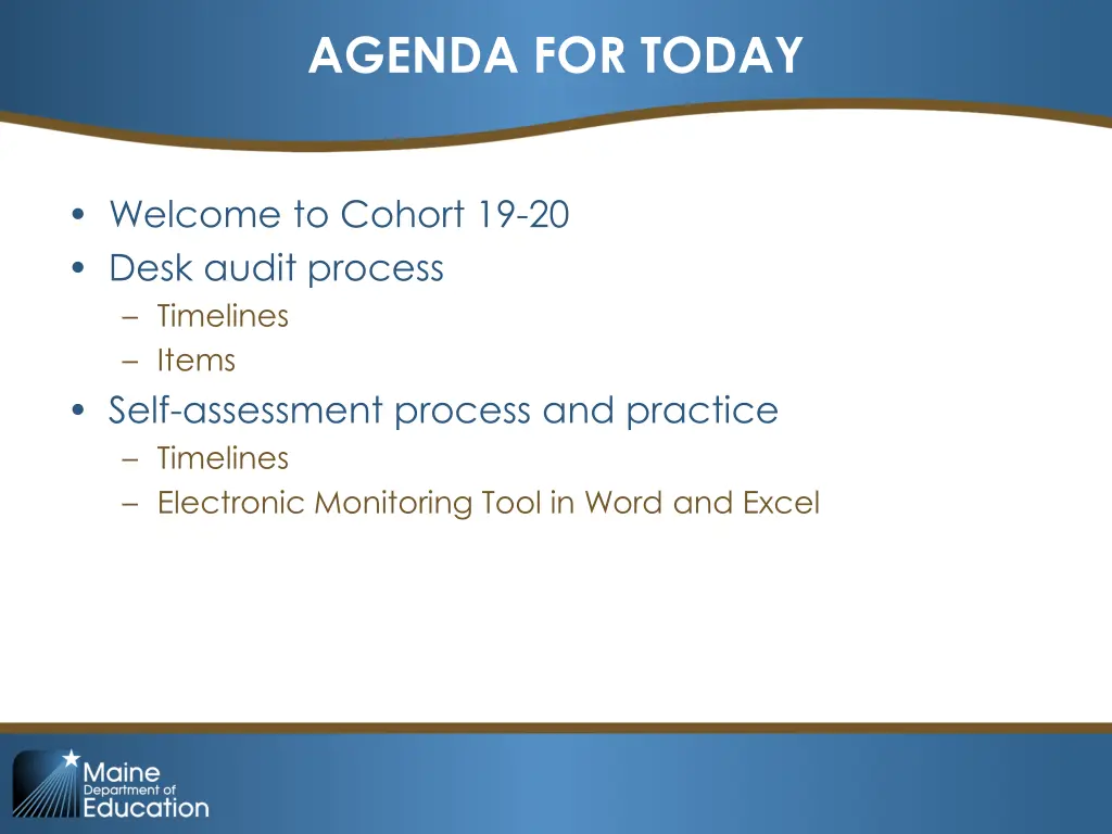 agenda for today