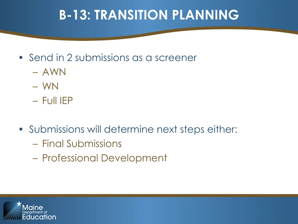 b 13 transition planning