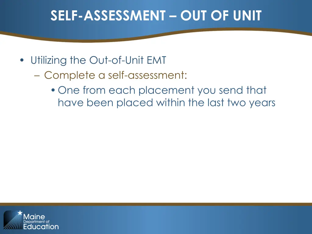 self assessment out of unit