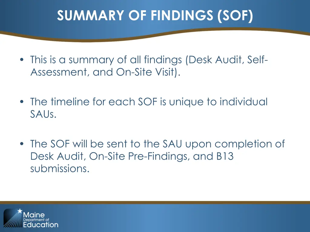 summary of findings sof