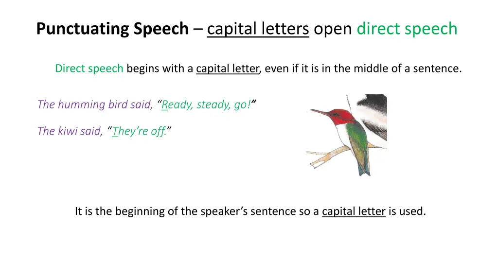punctuating speech capital letters open direct