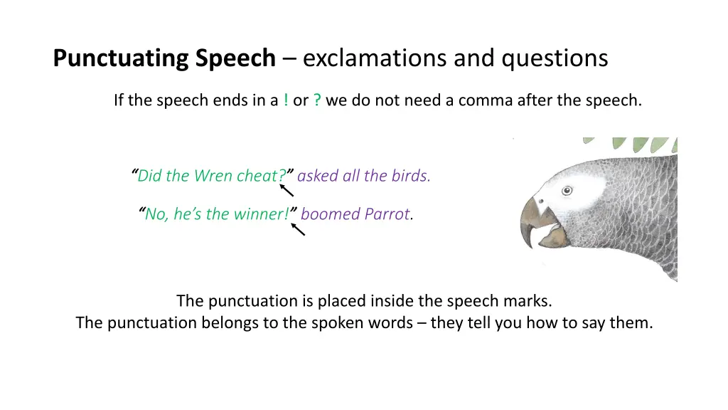 punctuating speech exclamations and questions