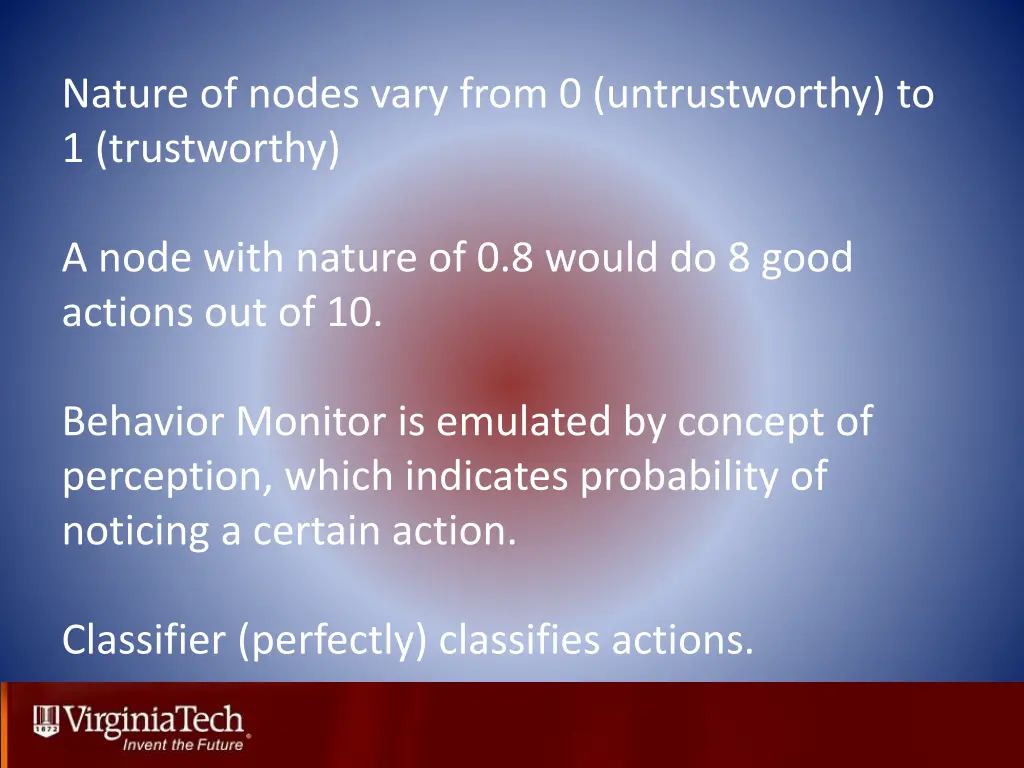 nature of nodes vary from 0 untrustworthy