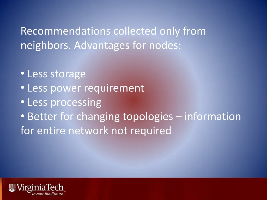 recommendations collected only from neighbors