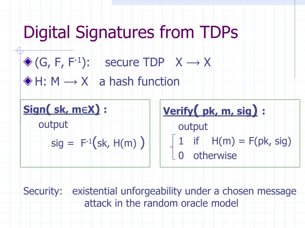 digital signatures from tdps