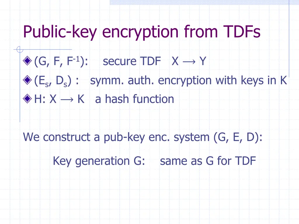 public key encryption from tdfs