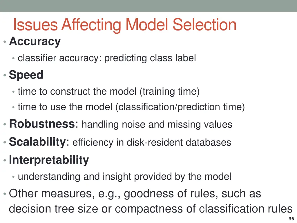 issues affecting model selection accuracy
