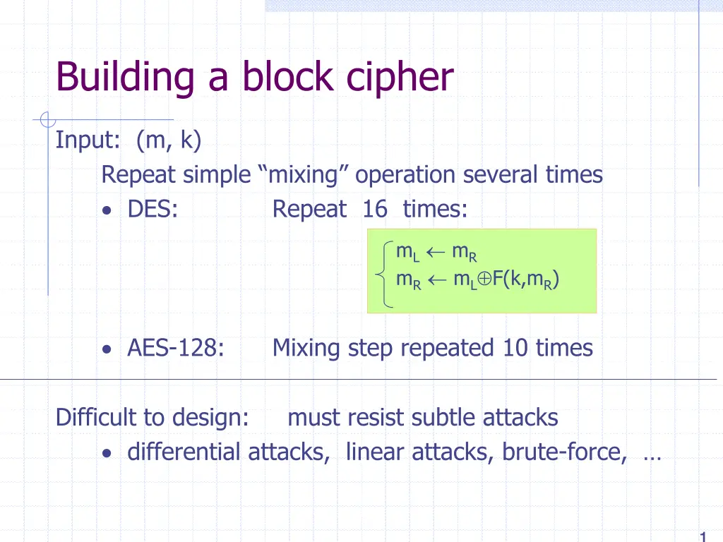 building a block cipher