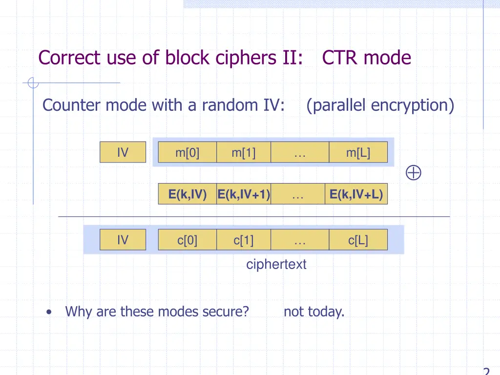 correct use of block ciphers ii ctr mode