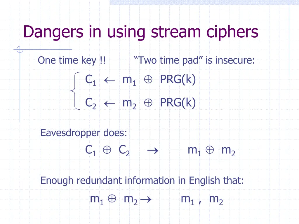dangers in using stream ciphers