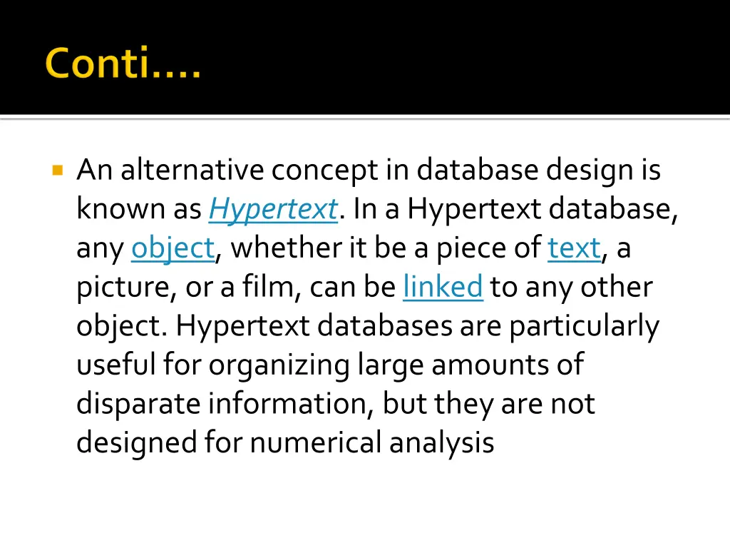 an alternative concept in database design