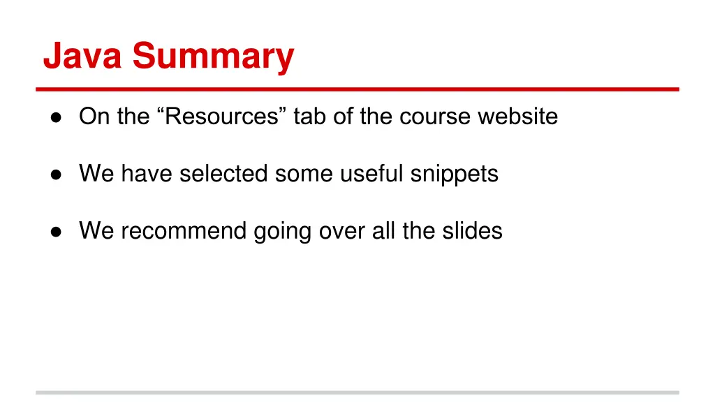 java summary