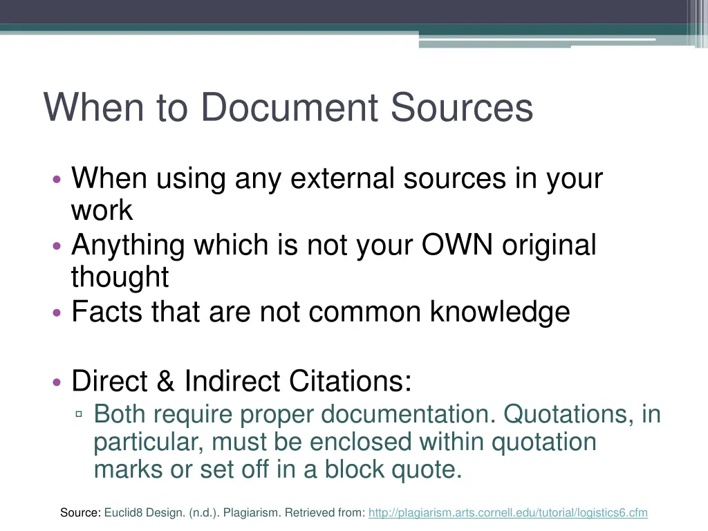 when to document sources